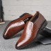 Men British Round Slip  On Business Casual Dress Shoes