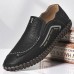 Men Genuine Leather Soft Sole Non Slip Hand Stitching Shoes